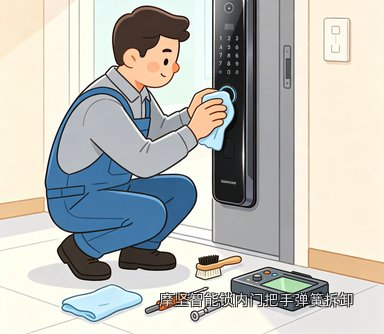 摩坚智能锁内门把手弹簧拆卸